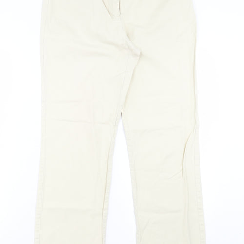 Marks and Spencer Womens Ivory Polyester Trousers Size 12 L29 in Regular Button