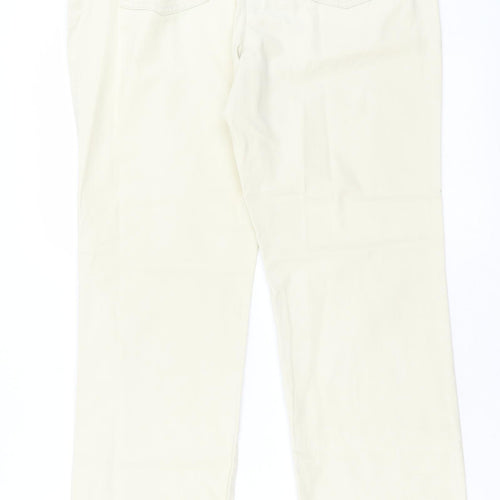 Marks and Spencer Womens Ivory Polyester Trousers Size 12 L29 in Regular Button