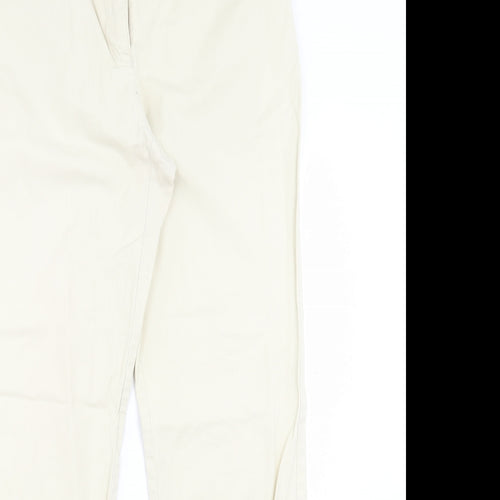 Marks and Spencer Womens Ivory Polyester Trousers Size 12 L29 in Regular Button