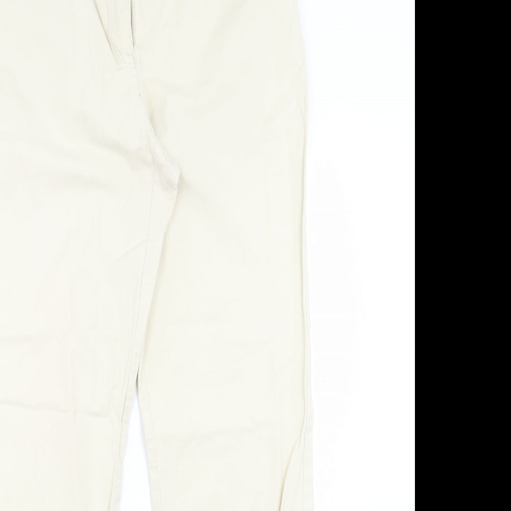 Marks and Spencer Womens Ivory Polyester Trousers Size 12 L29 in Regular Button