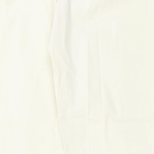 Marks and Spencer Womens Ivory Polyester Trousers Size 12 L29 in Regular Button