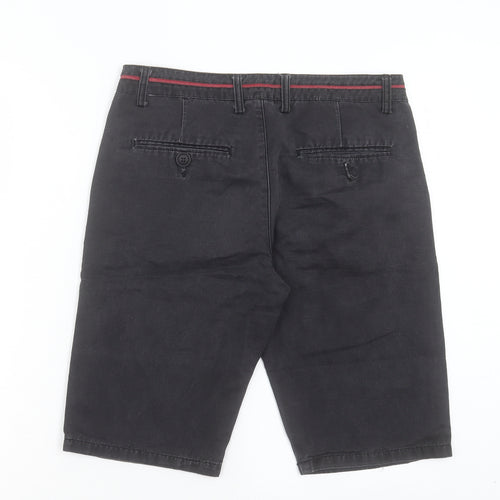 Motor Mens Black Cotton Bermuda Shorts Size 32 in L12 in Regular Button
