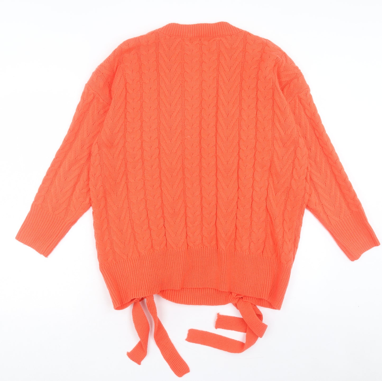Missguided Womens Orange V-Neck Acrylic Pullover Jumper Size M