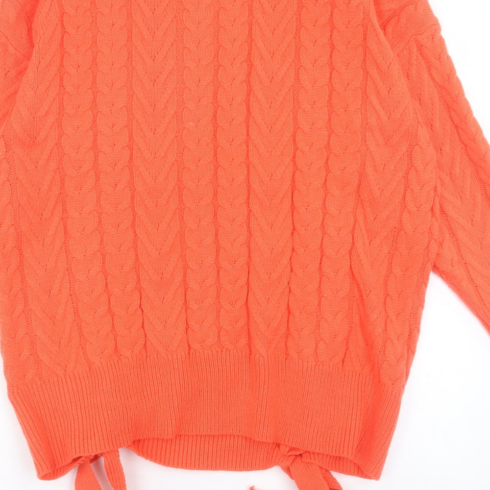 Missguided Womens Orange V-Neck Acrylic Pullover Jumper Size M