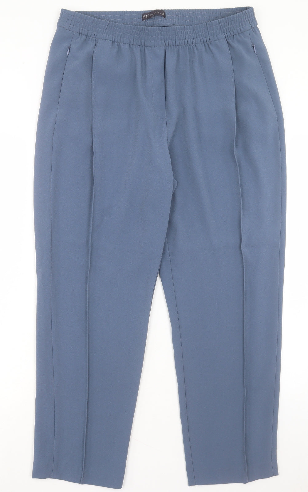 Marks and Spencer Womens Blue Polyester Trousers Size 16 L28 in Regular