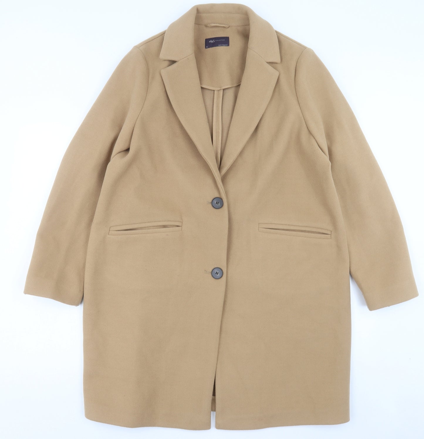 Marks and Spencer Womens Overcoat Coat Size 16 Button