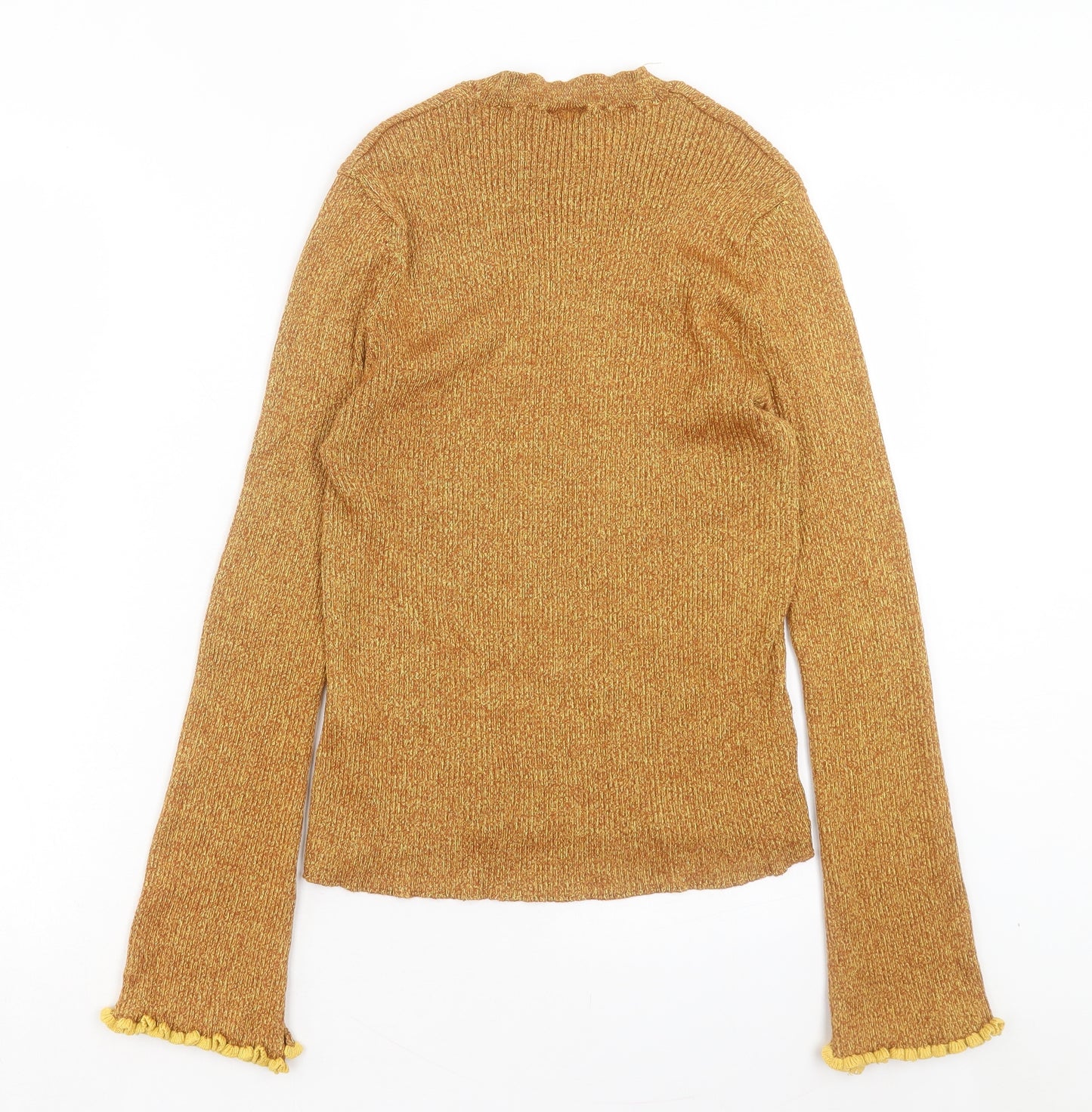 Topshop Womens Yellow Round Neck Viscose Pullover Jumper Size 16