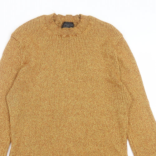 Topshop Womens Yellow Round Neck Viscose Pullover Jumper Size 16