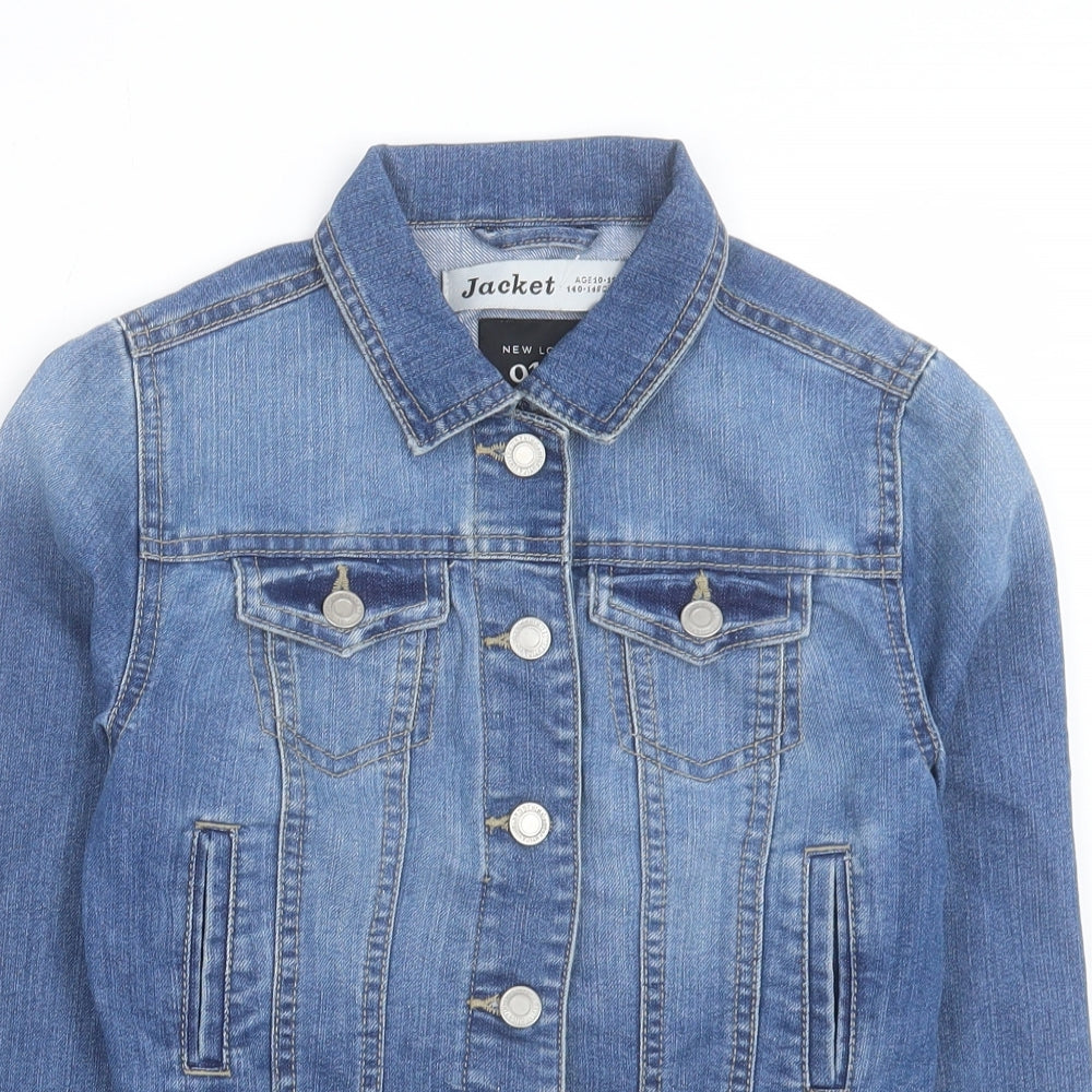 New Look Girls Blue Basic Jacket Jacket Size 10-11 Years Button