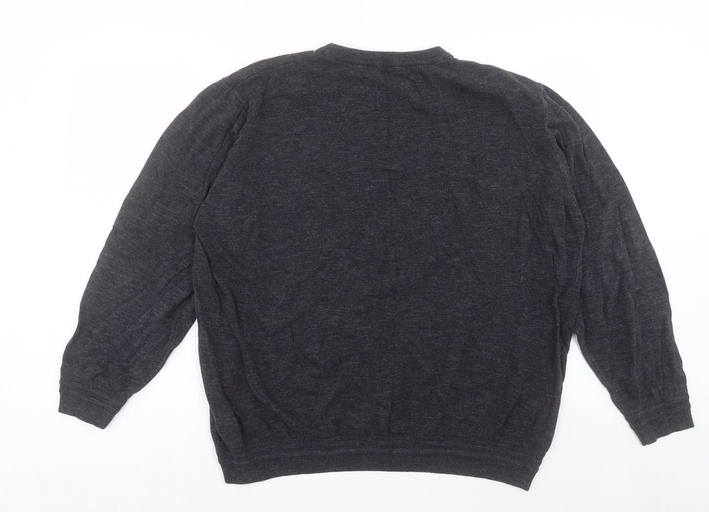 George Mens Grey Crew Neck Cotton Pullover Jumper Size 3XL