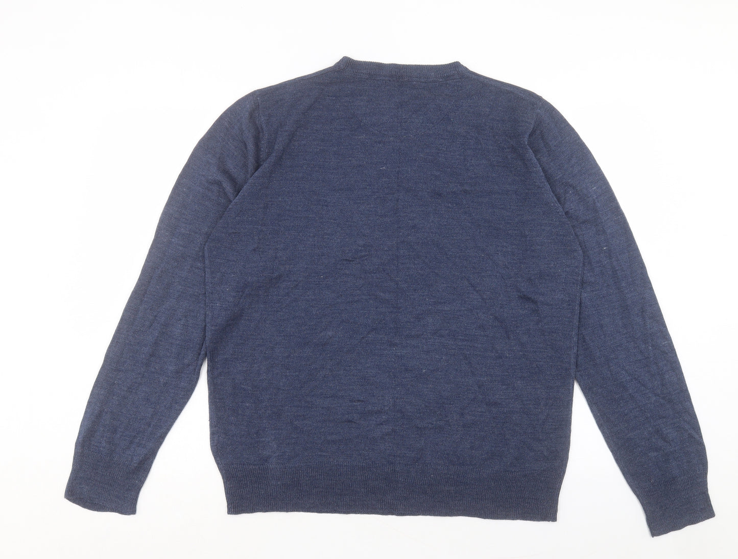 Brave Soul Mens Blue Crew Neck Acrylic Pullover Jumper Size 2XL