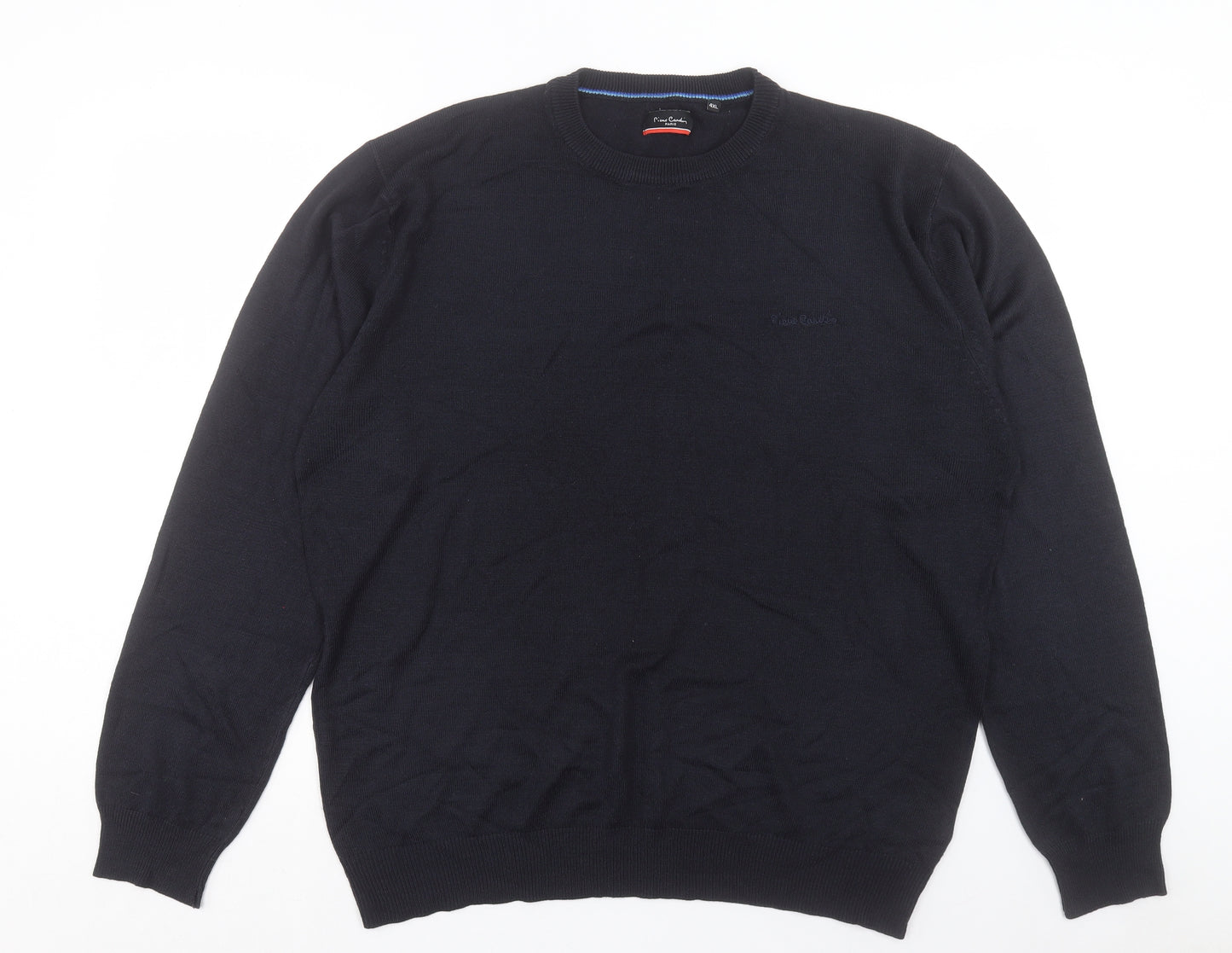 Piere Cardin Mens Black Crew Neck Acrylic Pullover Jumper Size 4XL