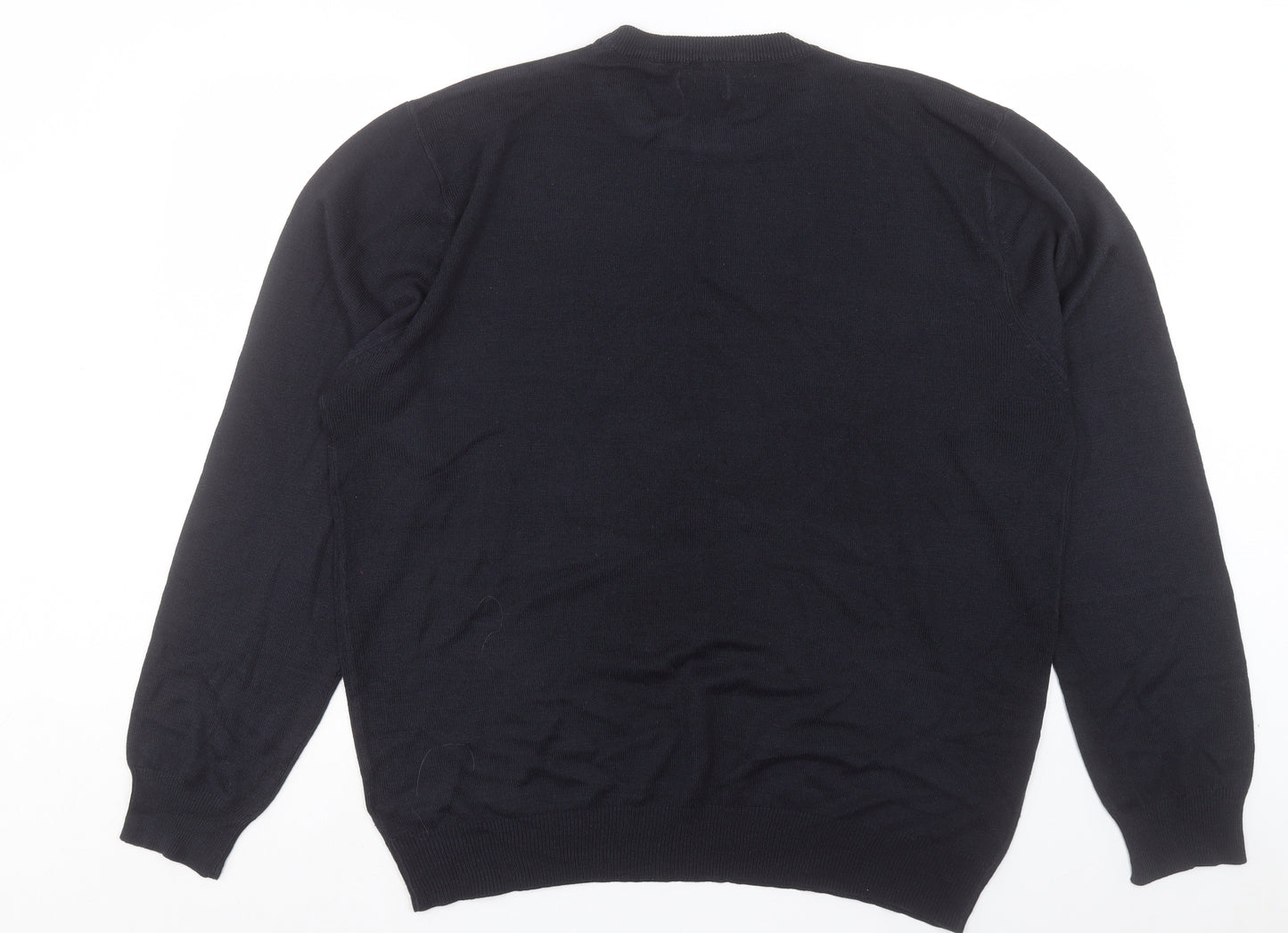 Piere Cardin Mens Black Crew Neck Acrylic Pullover Jumper Size 4XL