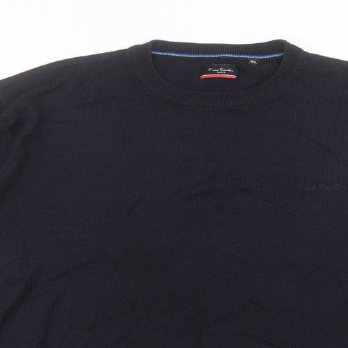 Piere Cardin Mens Black Crew Neck Acrylic Pullover Jumper Size 4XL