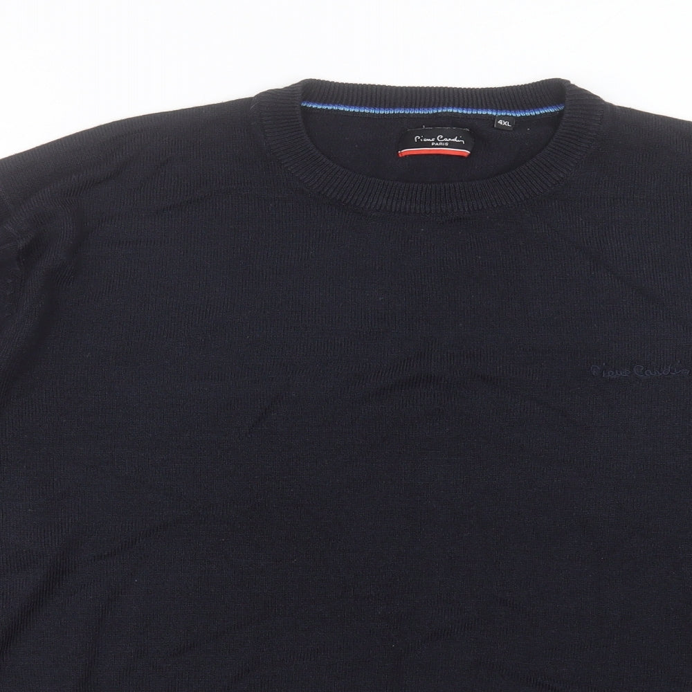Piere Cardin Mens Black Crew Neck Acrylic Pullover Jumper Size 4XL