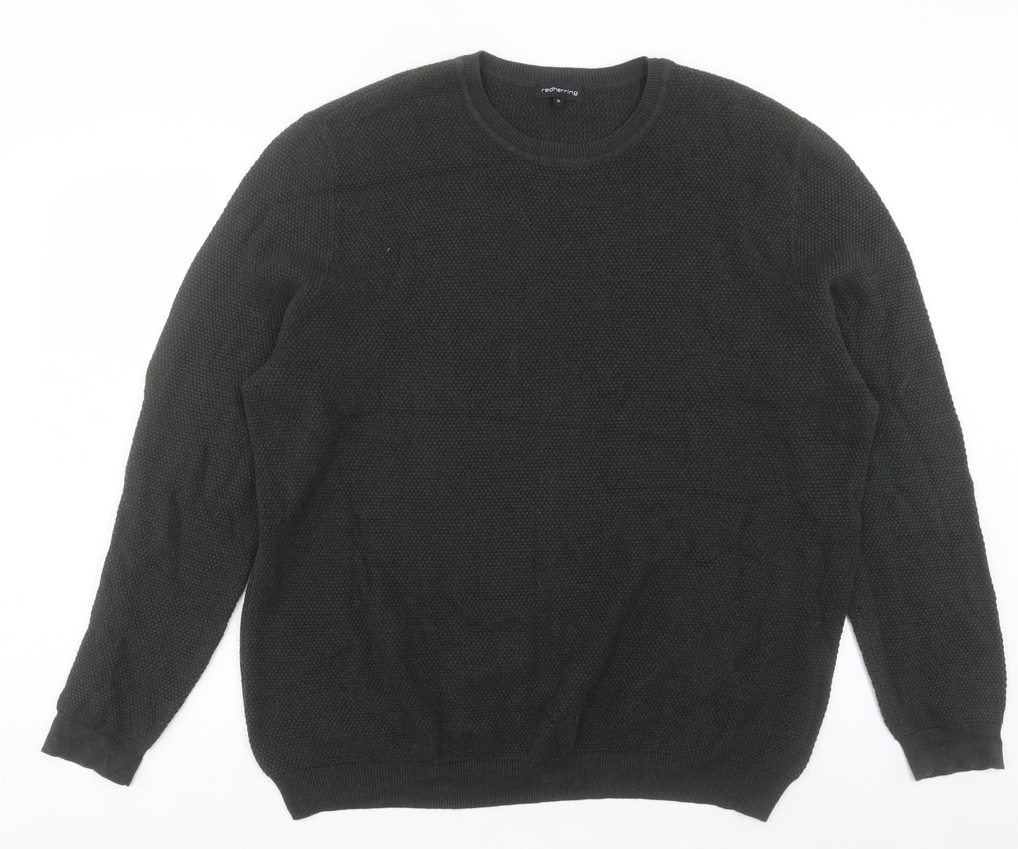 Red Herring Mens Green Crew Neck Cotton Pullover Jumper Size XL