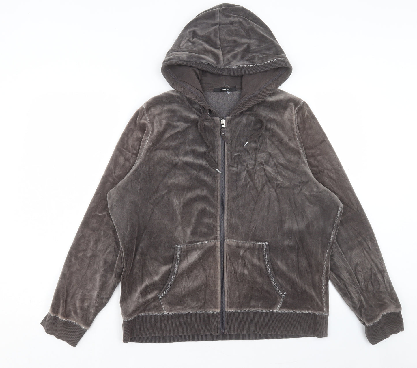 George Womens Grey Polyester Full Zip Hoodie Size 20 Zip