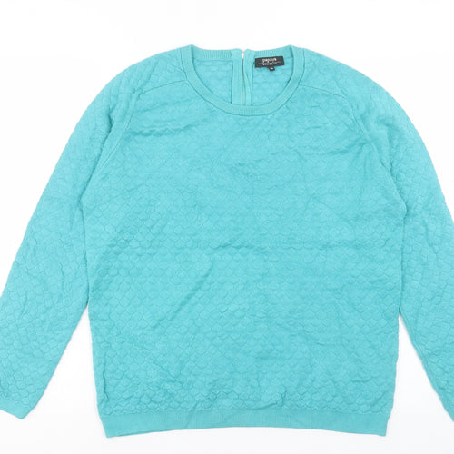 Papaya Womens Blue Crew Neck Viscose Full Zip Jumper Size 16