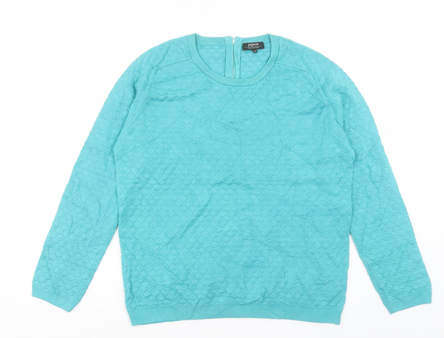 Papaya Womens Blue Crew Neck Viscose Full Zip Jumper Size 16