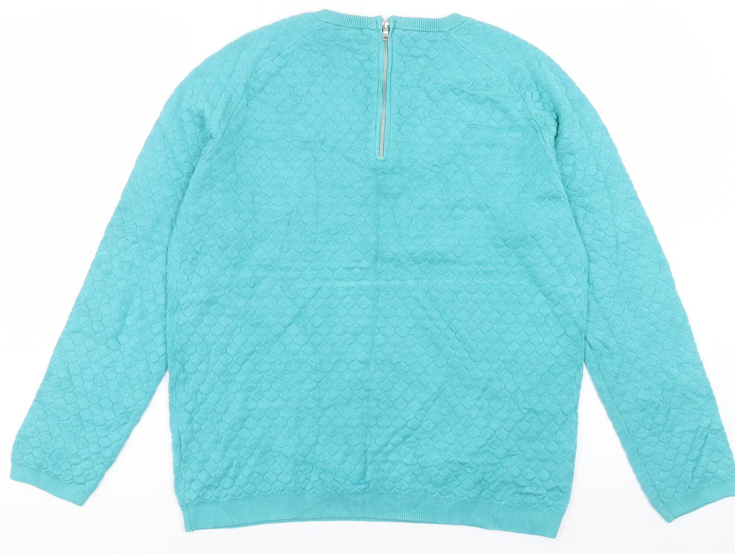 Papaya Womens Blue Crew Neck Viscose Full Zip Jumper Size 16
