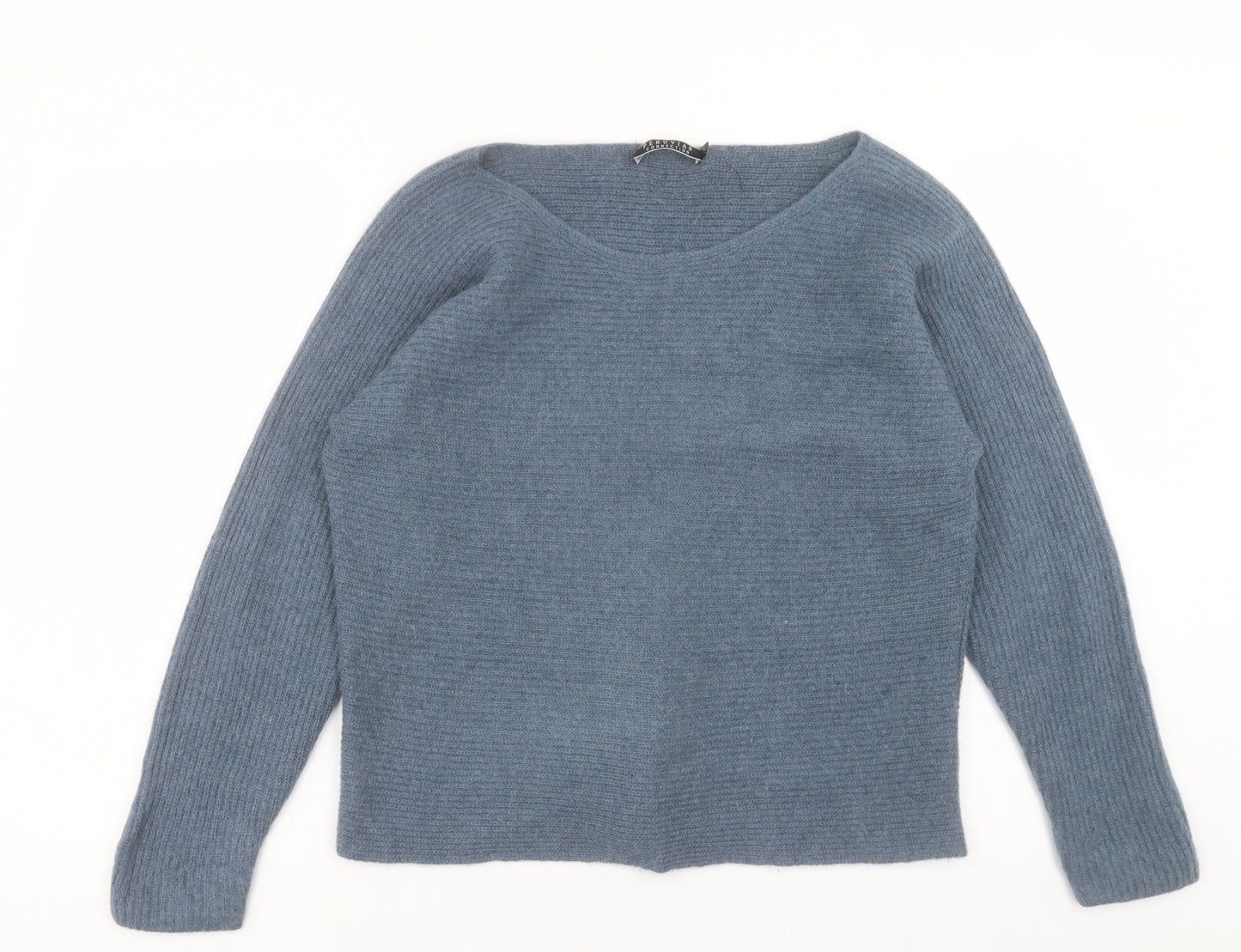 Peruvian Alpaca Co Womens Blue Boat Neck Alpaca Pullover Jumper Size M