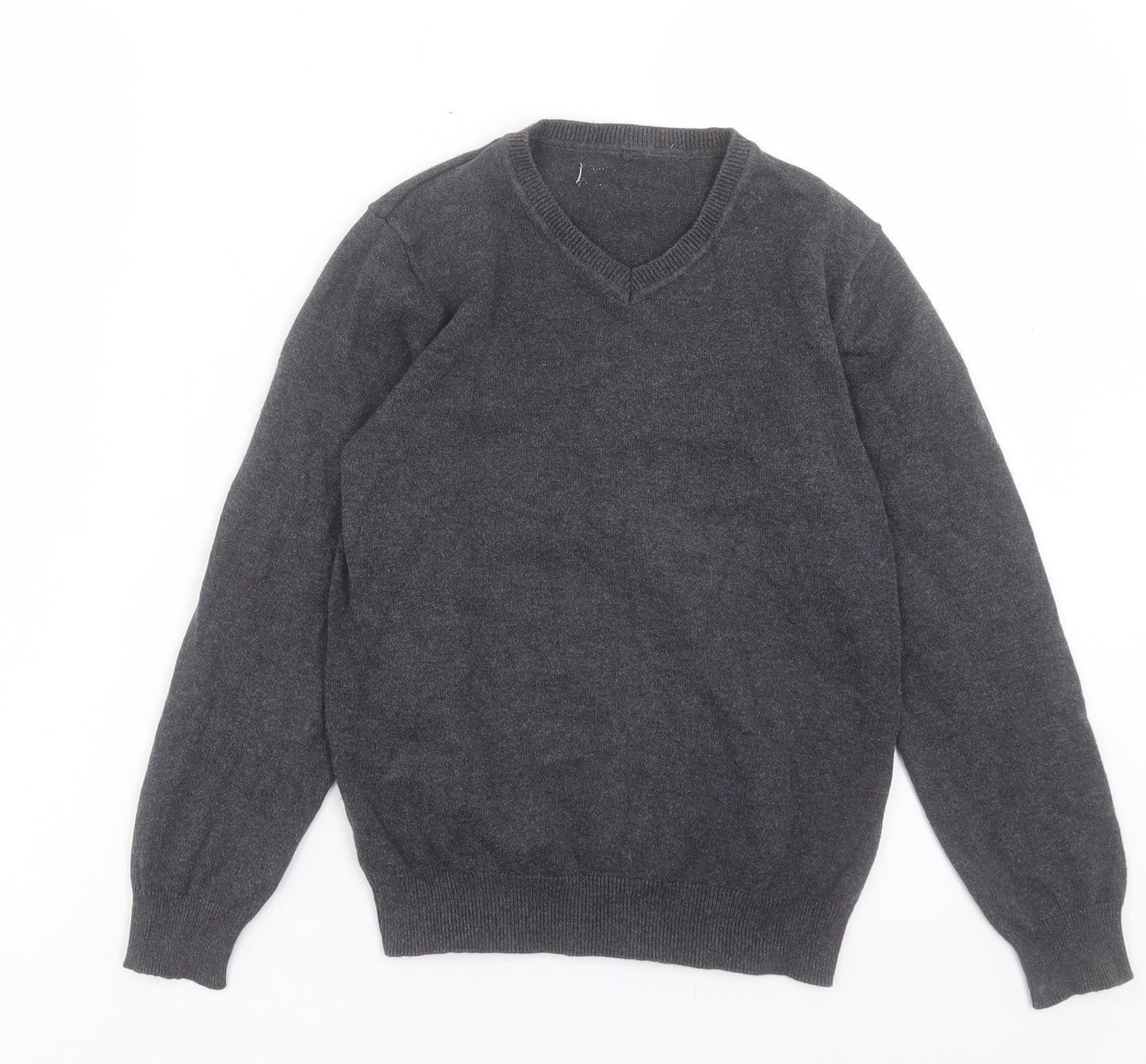 George Boys Grey V-Neck Cotton Pullover Jumper Size 9-10 Years Pullover - School Wear