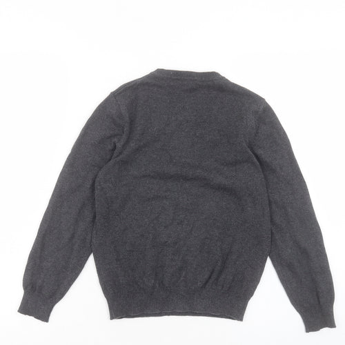 George Boys Grey V-Neck Cotton Pullover Jumper Size 9-10 Years Pullover - School Wear