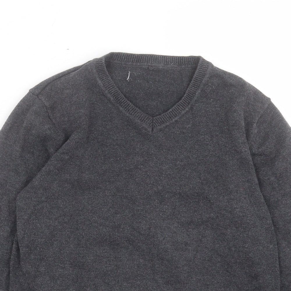 George Boys Grey V-Neck Cotton Pullover Jumper Size 9-10 Years Pullover - School Wear