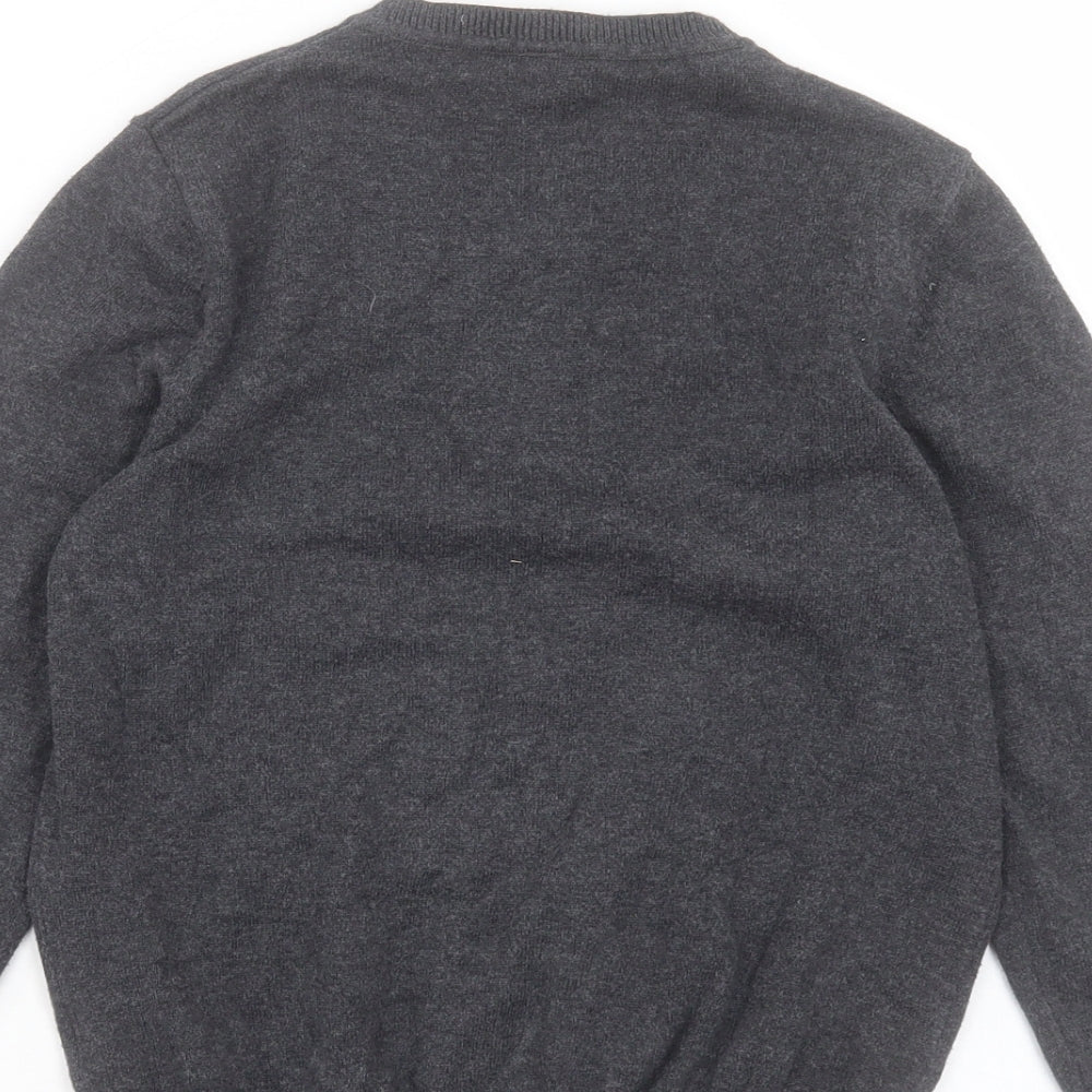 George Boys Grey V-Neck Cotton Pullover Jumper Size 9-10 Years Pullover - School Wear