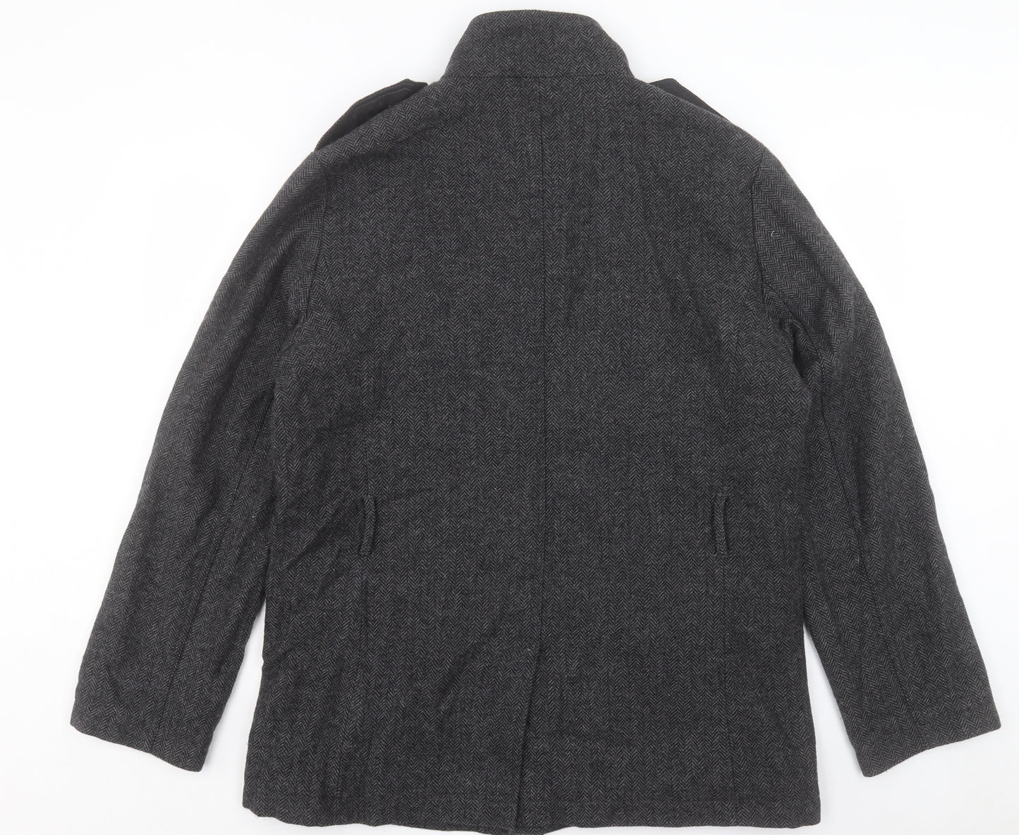 Jeff Banks Mens Grey Military Jacket Jacket Size L Button
