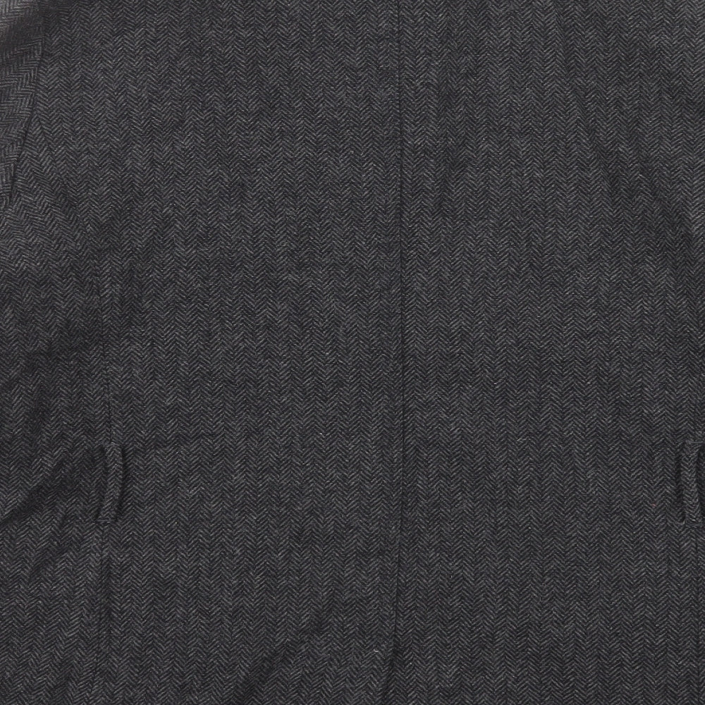 Jeff Banks Mens Grey Military Jacket Jacket Size L Button