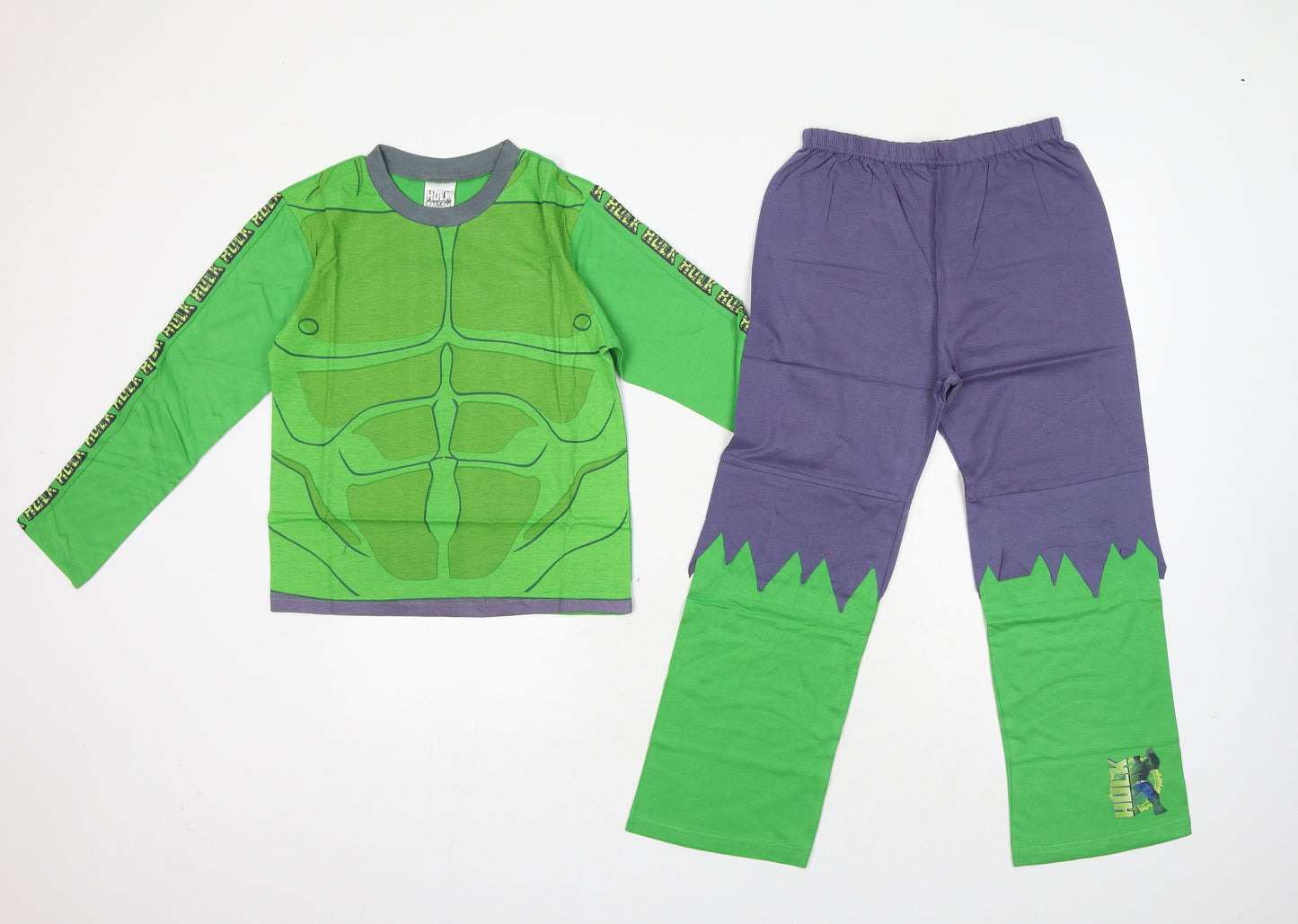 Marvel Boys Green Cotton Lounge Set Size 7-8 Years Pullover - Hulk, Marvel