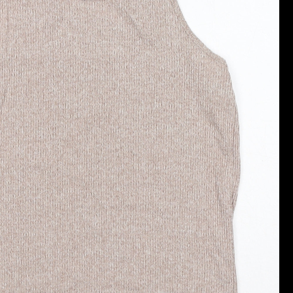 Primark Womens Brown Polyester Basic T-Shirt Size L Round Neck