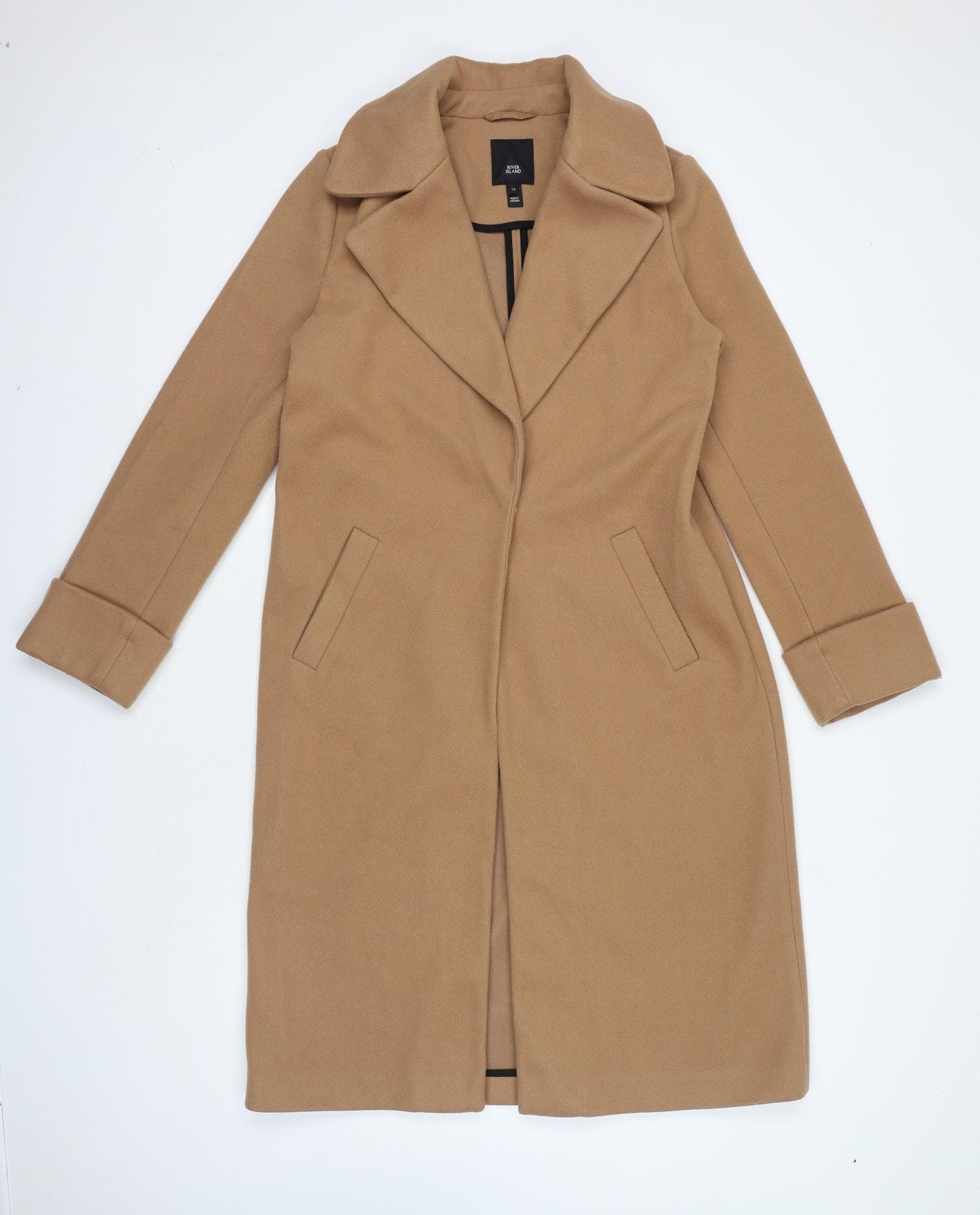 River Island Womens Brown Trench Coat Coat Size 12 Button - Slit at back