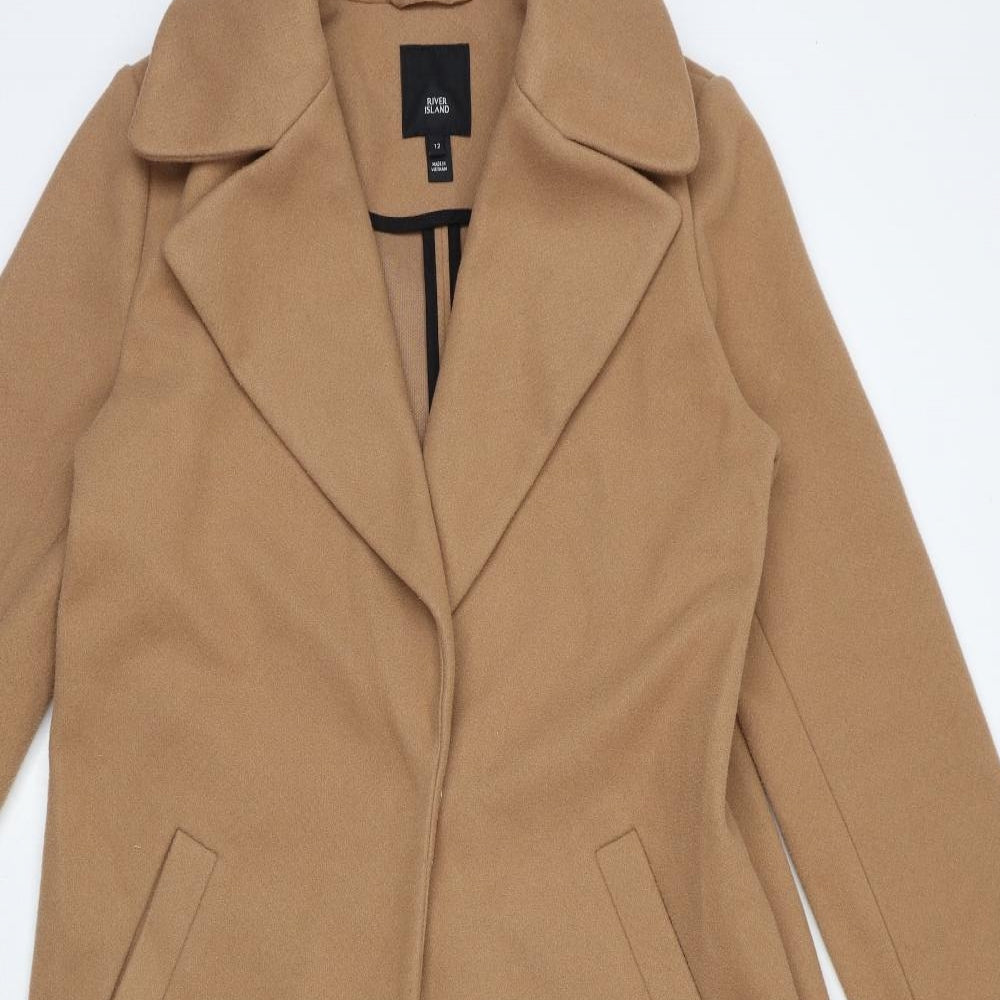 River Island Womens Brown Trench Coat Coat Size 12 Button - Slit at back