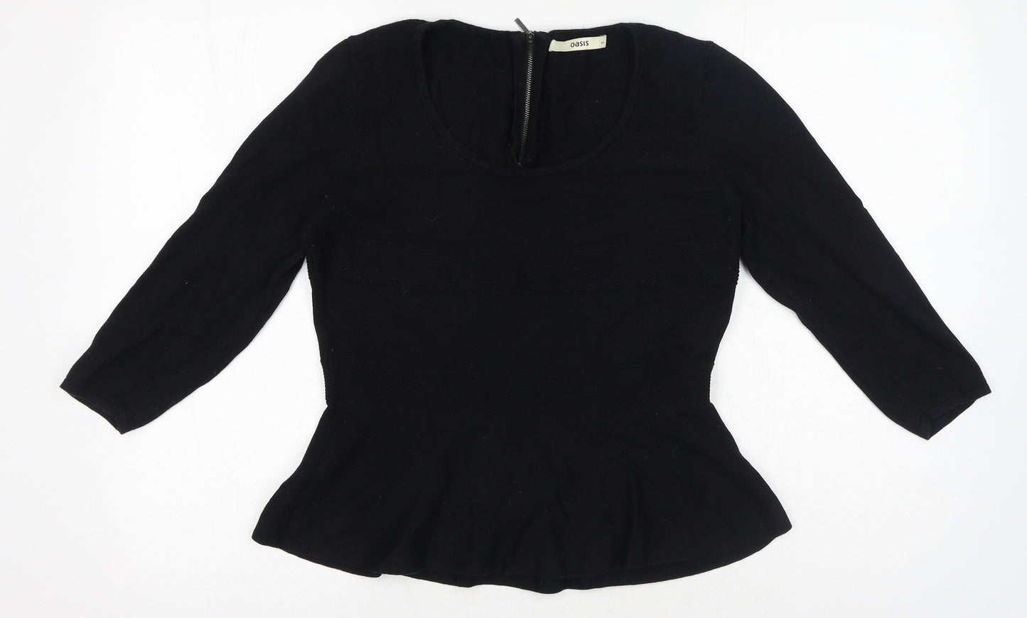 Oasis Womens Black Cotton Basic T-Shirt Size M - Peplum