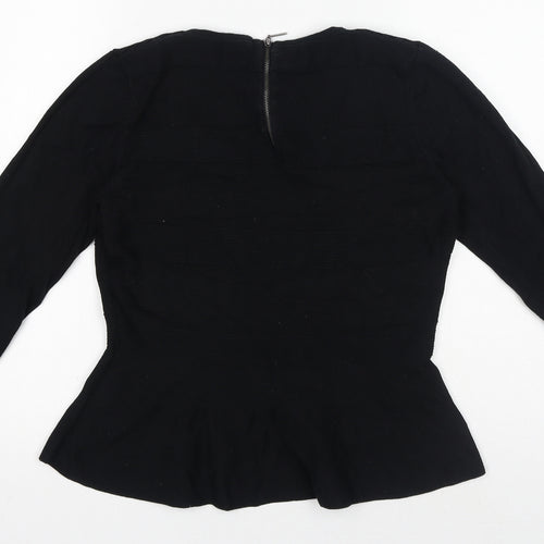 Oasis Womens Black Cotton Basic T-Shirt Size M - Peplum