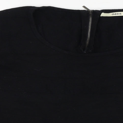 Oasis Womens Black Cotton Basic T-Shirt Size M - Peplum