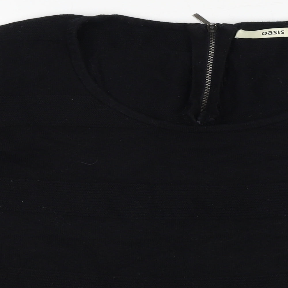 Oasis Womens Black Cotton Basic T-Shirt Size M - Peplum