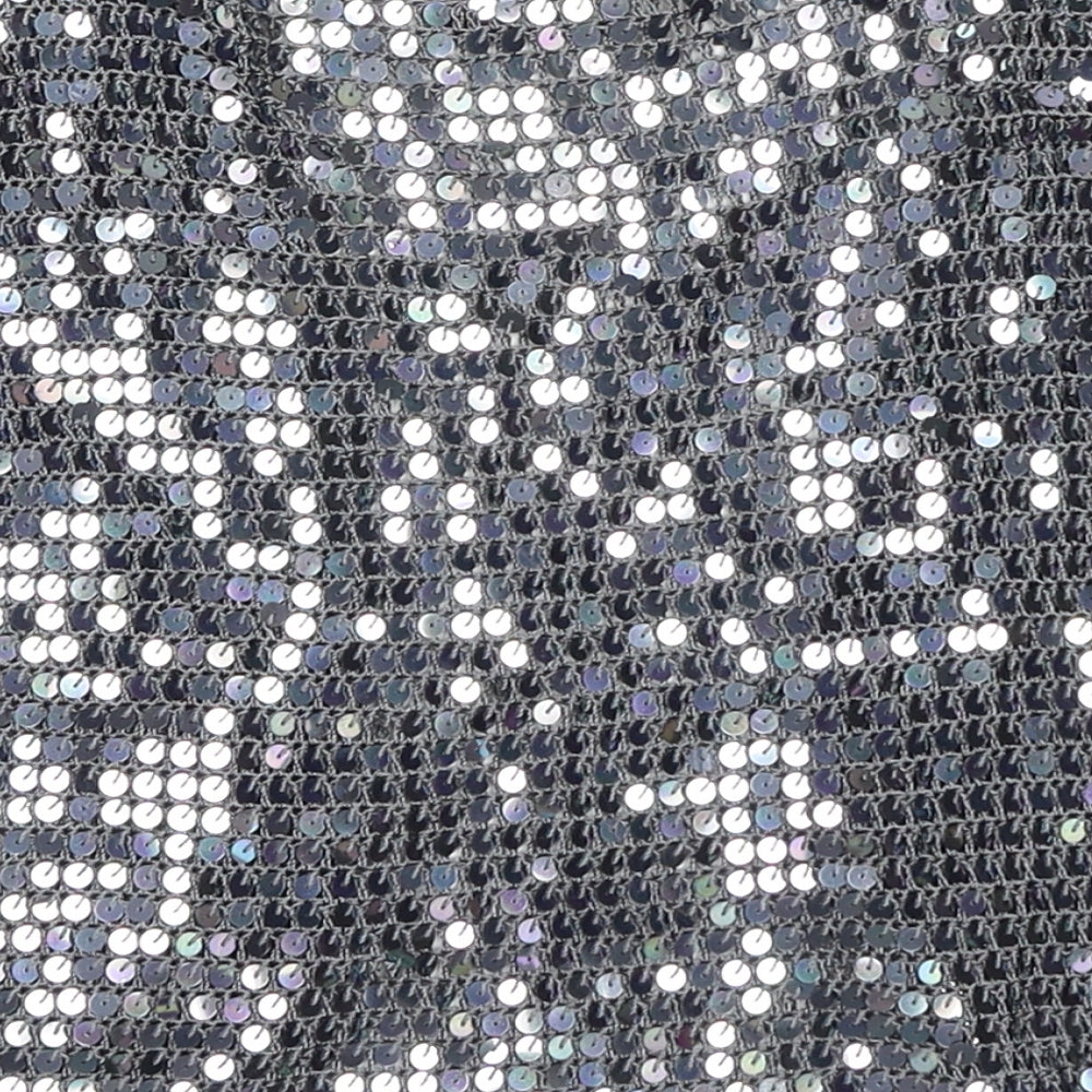 Select Womens Silver Viscose Cropped Blouse Size 12 V-Neck - Sequins