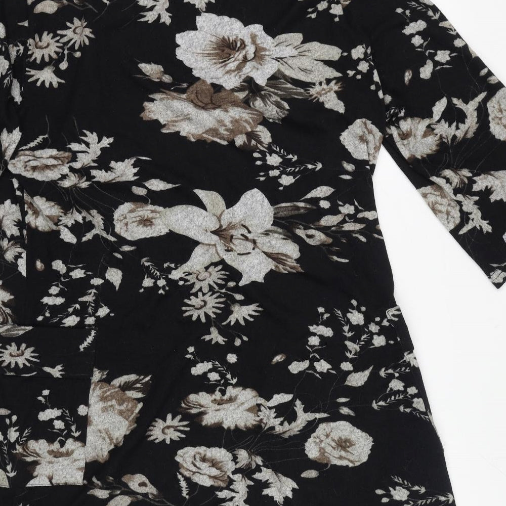 Izabel London Womens Black Floral Polyester A-Line Size 22 High Neck Pullover