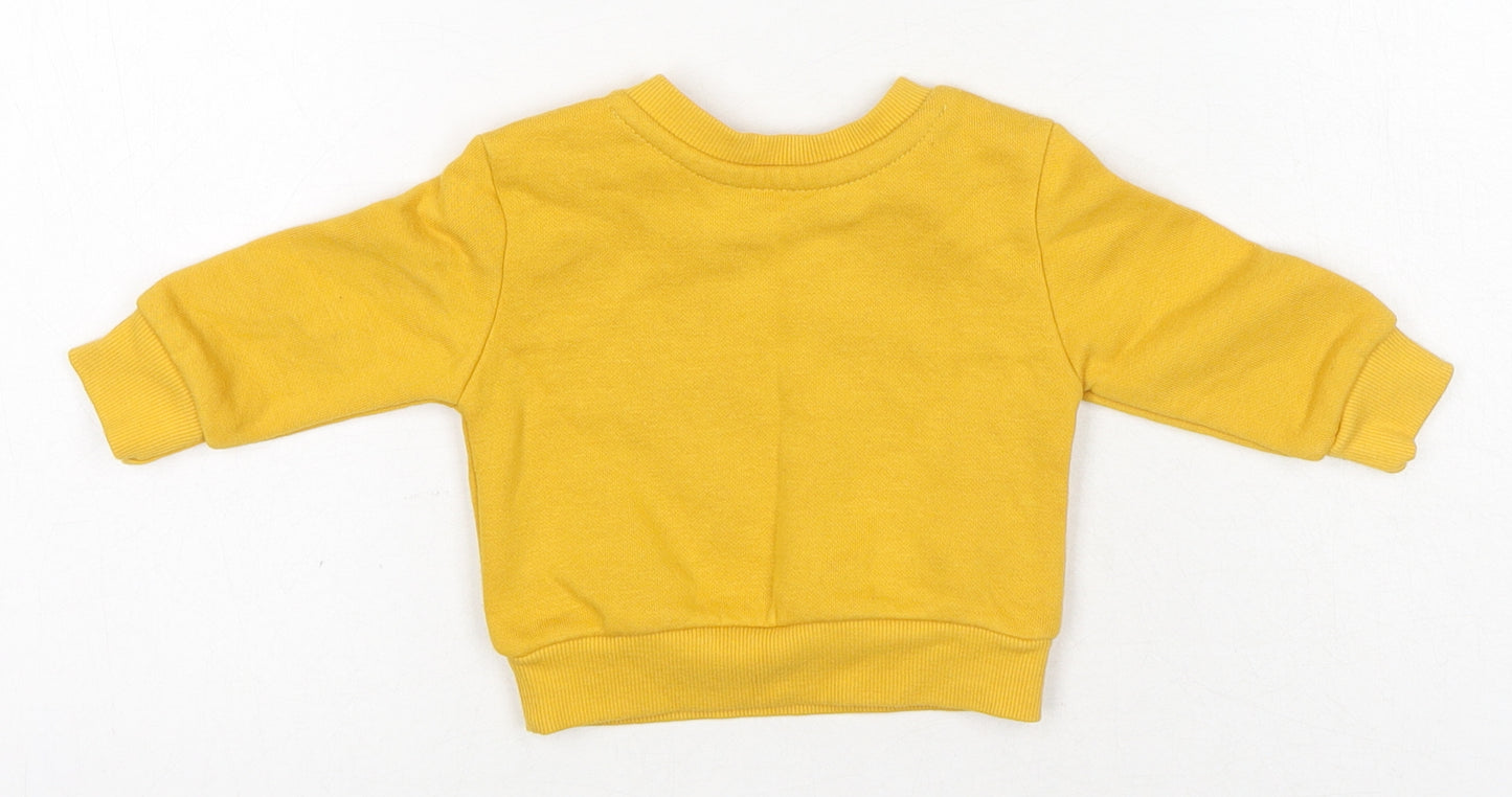 Primark Boys Yellow Cotton Basic Casual Size 0-3 Months Crew Neck Pullover - Daddy Is My Hero Slogan