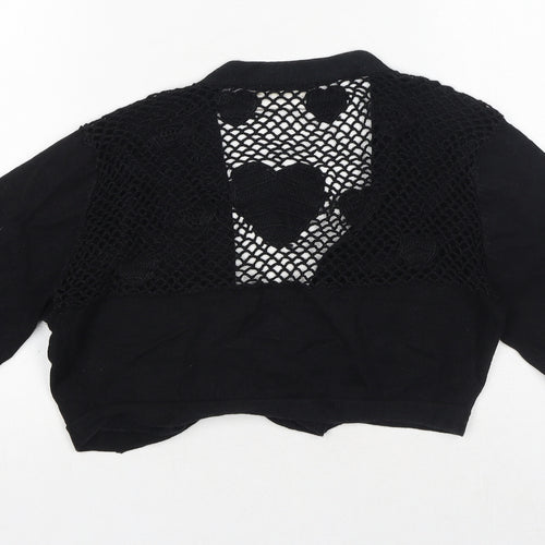 Kaleidoscope Womens Black V-Neck Ramie Shrug Jumper Size 14 - Tie Front, Knit see through top half of back