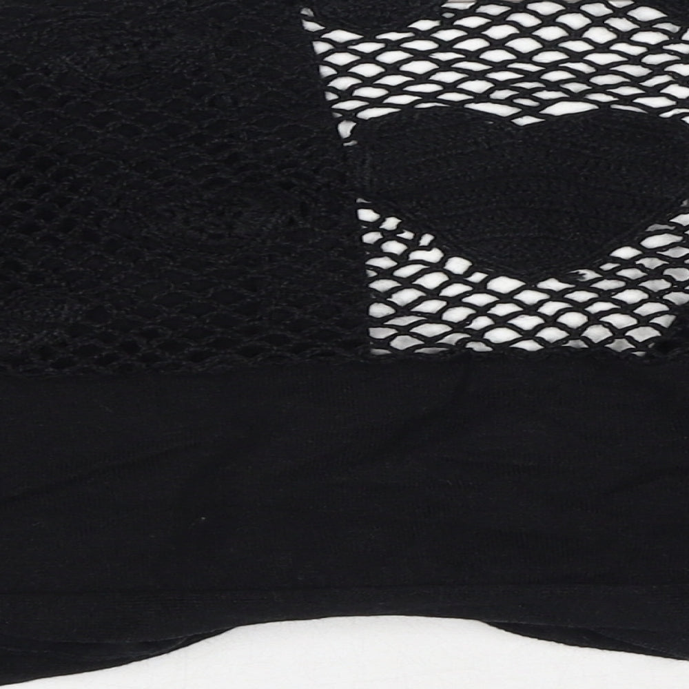 Kaleidoscope Womens Black V-Neck Ramie Shrug Jumper Size 14 - Tie Front, Knit see through top half of back