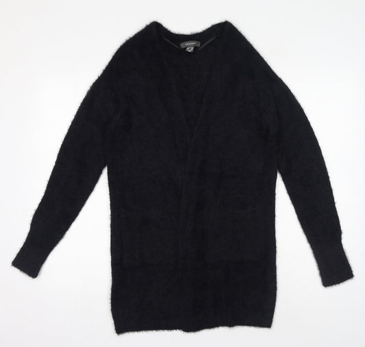 Front view of Primark women’s black v-neck polyamide cardigan jumper, size UK 4, -, size UK 4-6