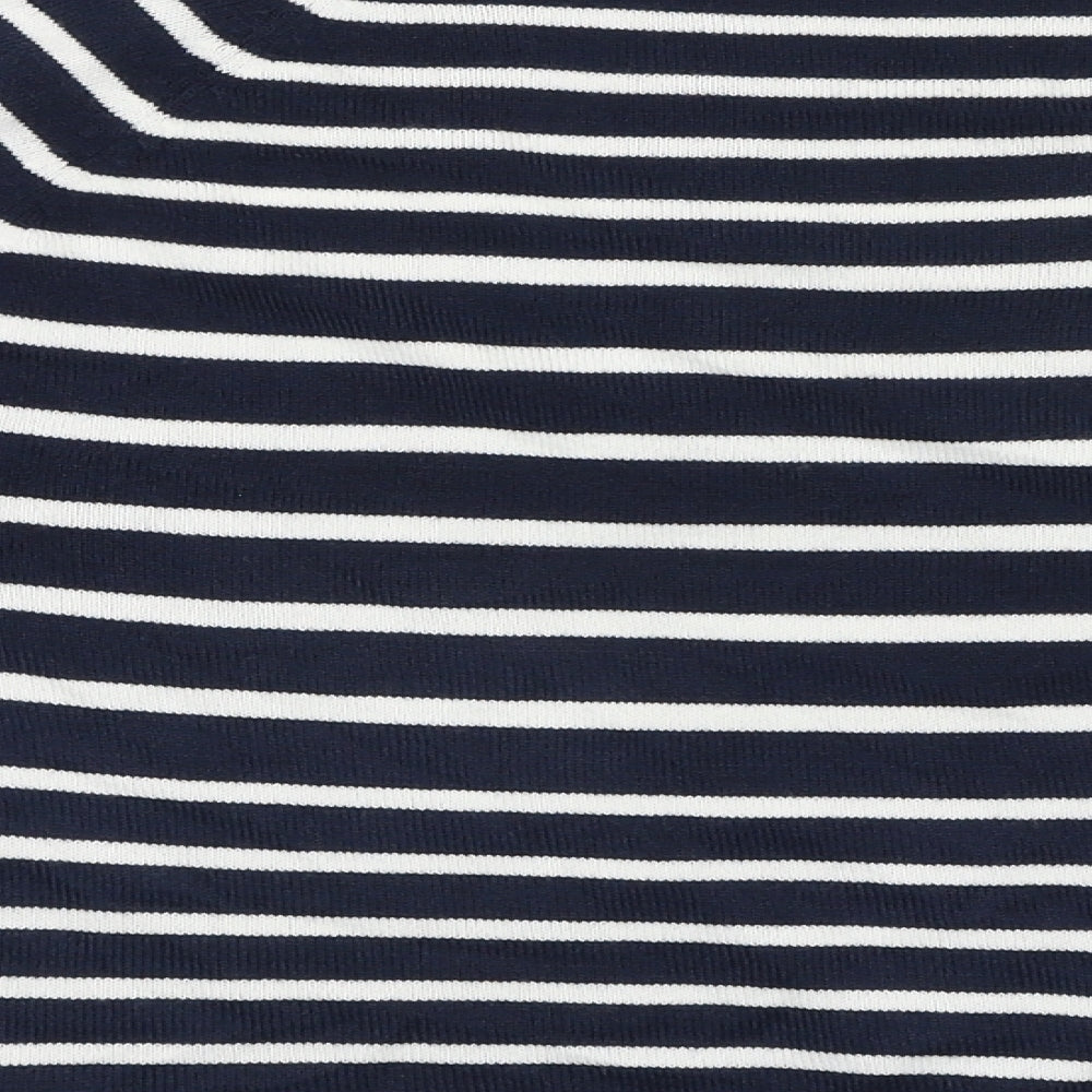 TU Womens Blue Striped Acrylic Basic T-Shirt Size 12 Crew Neck