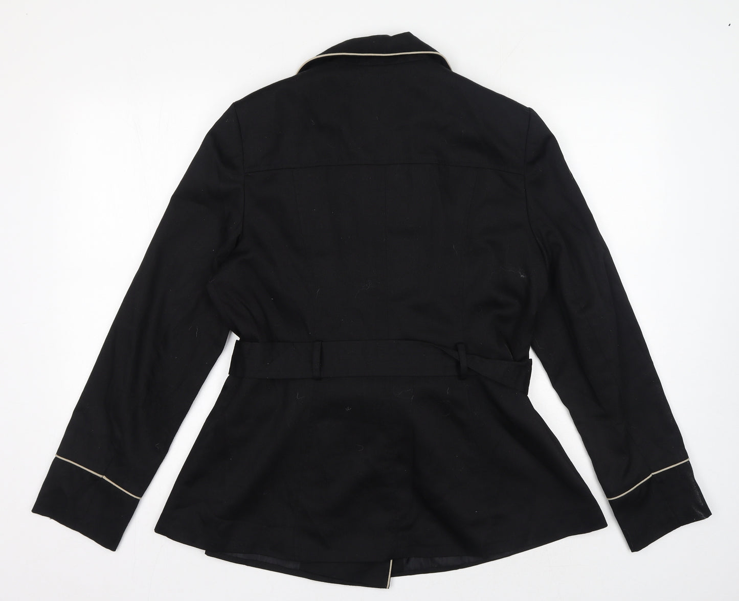 George Womens Black Pea Coat Coat Size 14 Button - Tie Belt