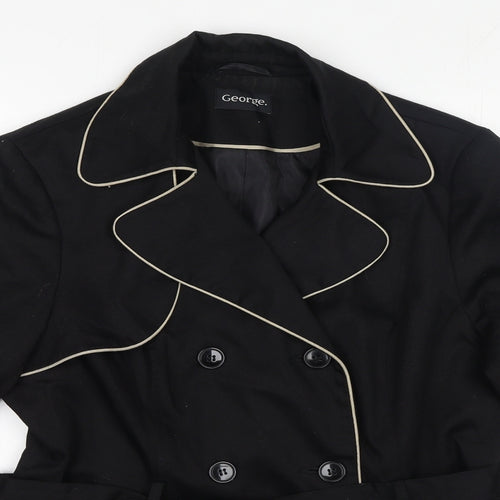 George Womens Black Pea Coat Coat Size 14 Button - Tie Belt