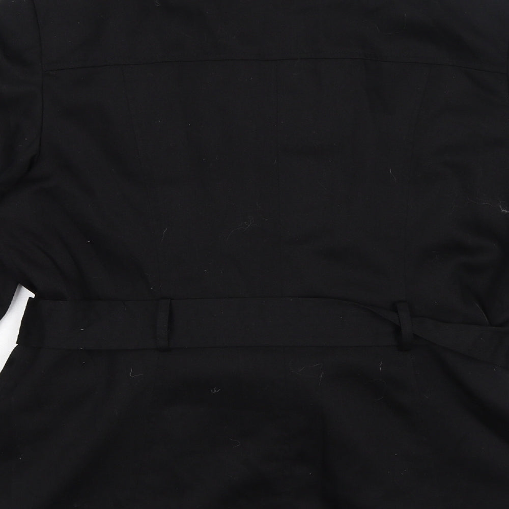 George Womens Black Pea Coat Coat Size 14 Button - Tie Belt