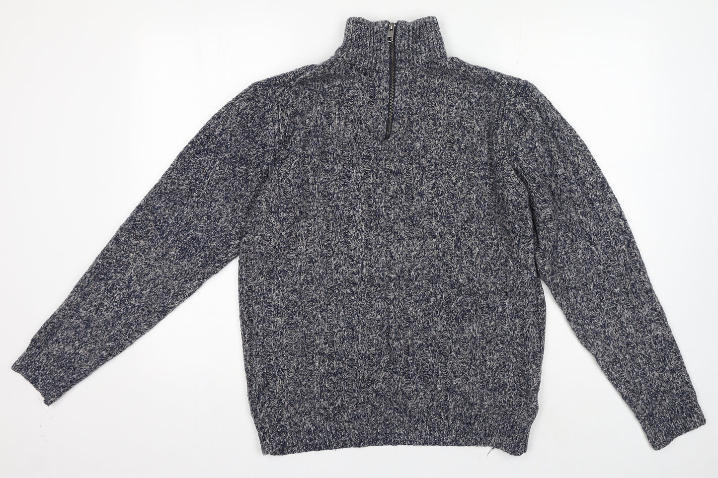 Marks and Spencer Mens Blue High Neck Acrylic Pullover Jumper Size M